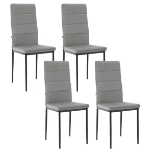 WOLTU 4pcs/set Modern Dining Chair Velvet Dressing Kitchen Chair with High Back Padded Seat Metal Legs for Living Room Bedroom