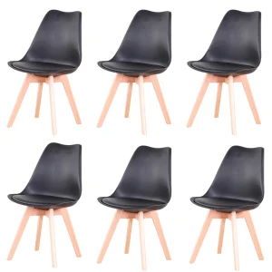 Set of 4 / 6 Nordic Medieval Dining Chairs PU Padded Seat Beech Wood Legs Desk Chairs for Dining Room Bedroom Balcony Restaurant
