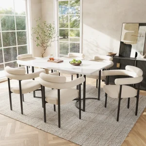 2/4/6 Pcs Modern Minimalist Dining Chairs - Suede Fabric with Ergonomic Ring Backrest, Soft Padded, for Dining Room