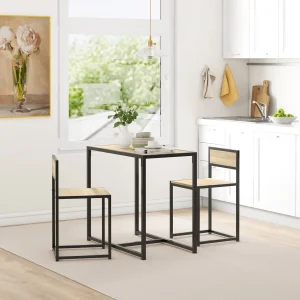 Industrial 3Pc Dining Table 2 Chair Set for Small Space Dining Room Kitchen