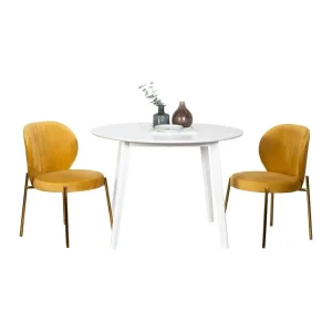Contemporary 3-Piece Dining Set, White Round Table with 2 Chairs, Ideal for Small Spaces and Modern Decor