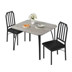 Dining Table Set for 2, Kitchen Table Chairs with Ultra Comfortable PU Cushion, Dining Room Table Kitchen Chairs for Small Space