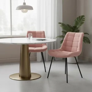 Set of 2 Dining Chairs Accent Chairs Kitchen Chairs, Retro Design, Velvet Appearance, 50cm X 61cm X 79cm, Pink