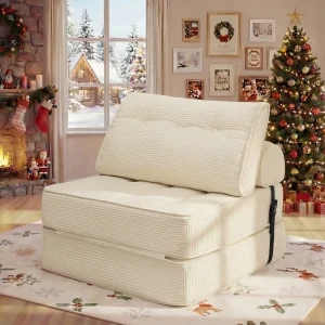 Folding Sofa Bed Couch Fold Out Chair Bed with Pillow, Convertible Sofa Bed Futon Sleeper Chair, Dark Gray