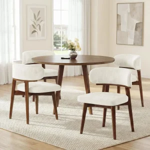 Chairs Set of 4, Modern holstered Dining Chairs, Wooden Kitchen Chairs for Dining Room with Ergonomic Curved Backrest