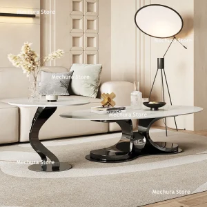 Light Luxury Rock Plate Coffee Tables Living Room Italian Minimalist Oval Coffee Tables New Style Home Furniture Mesa JT50C