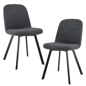 2pcs Dining Chairs Ergonomic Design, Padded Upholstery, Metal Frame, Gray