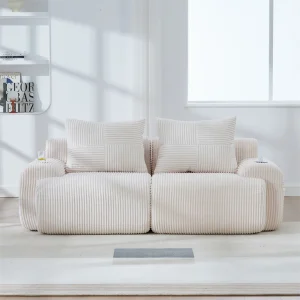Elegant armchair, 2-person modular sofa, freely combinable, including beverage rack and side storage bag