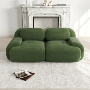 82'' Loveseat Sofa with Curved Armrests and Non-slip Bottom, High-elastic Upholstery, Suitable for Living Room, Bedroom
